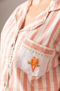 Orange Stripe Cotton Poplin Pyjama
