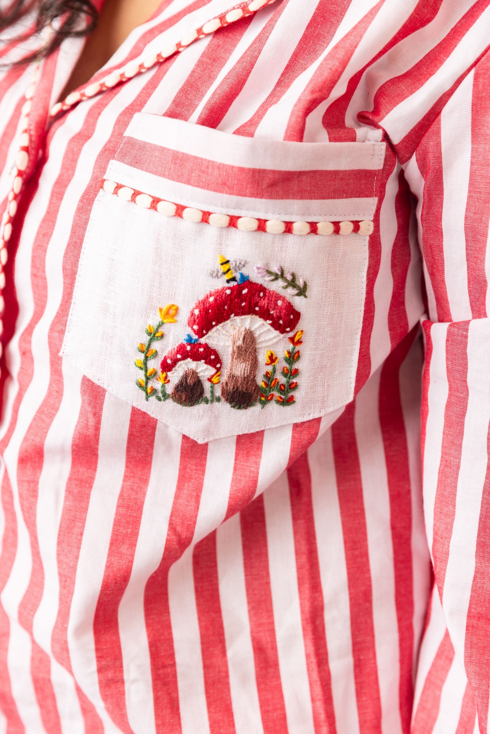 Red Stripe Cotton Poplin Pyjama