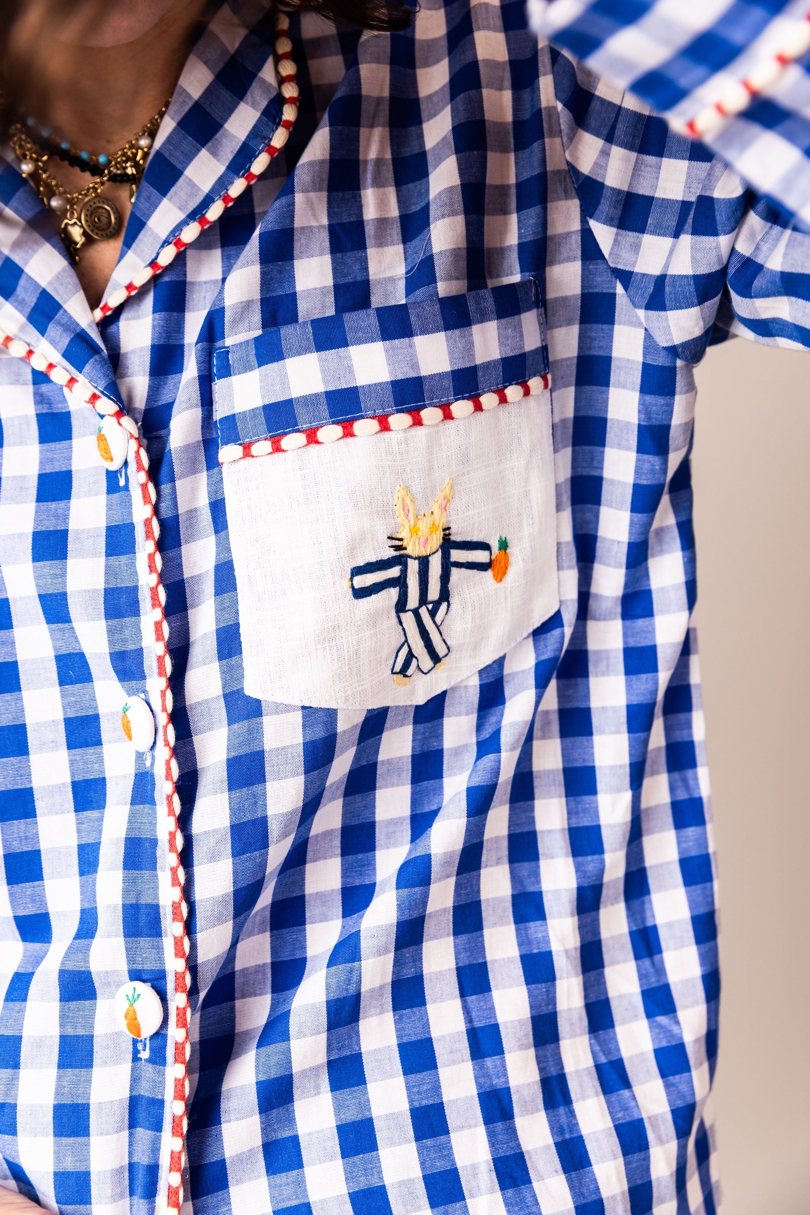 Blue Gingham Cotton Pyjamas