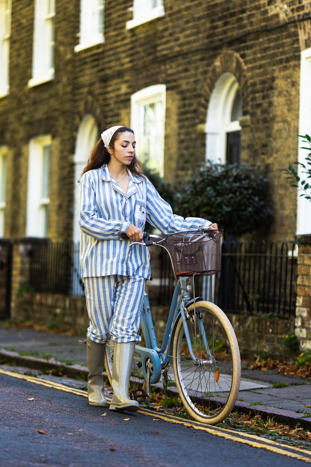 Mika -  Blue Stripe Cotton Poplin Pyjama Set