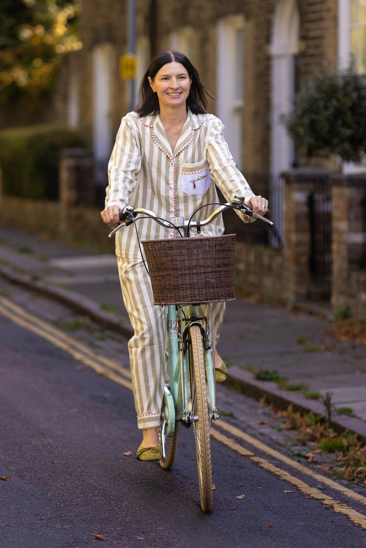 Alba - Sage Green Striped Cotton Pyjama Set