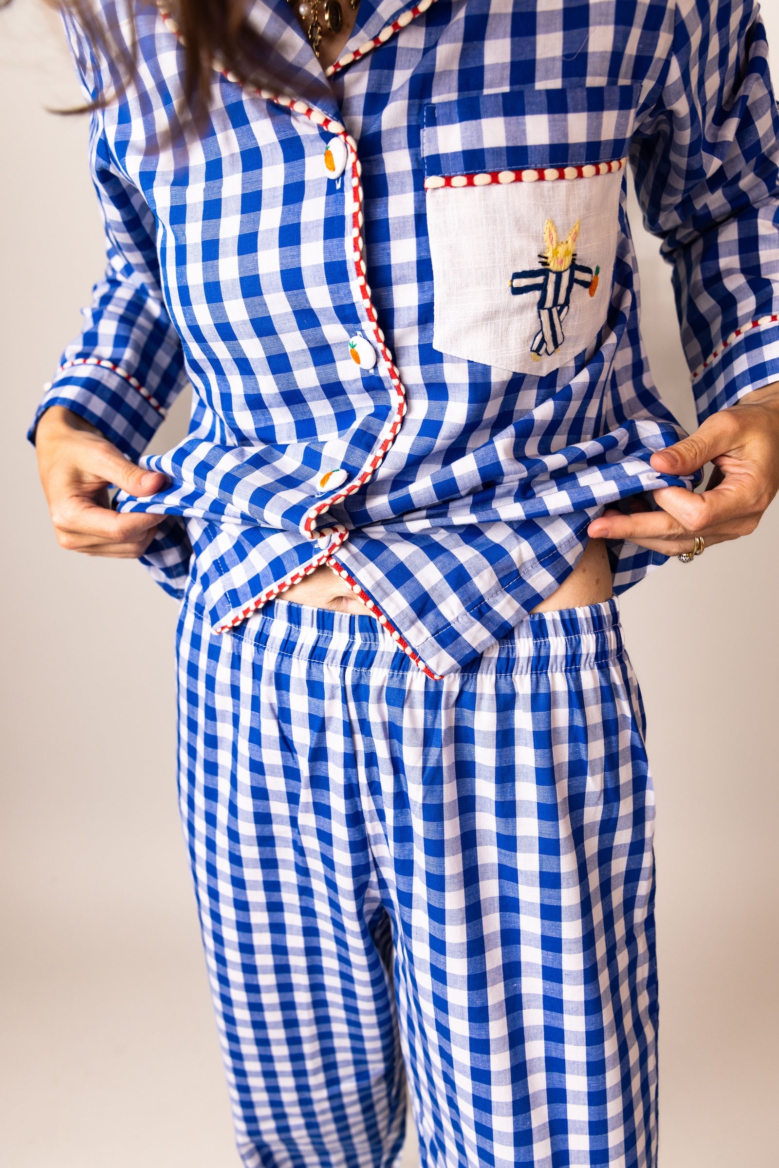 Blue Gingham Cotton Pyjamas