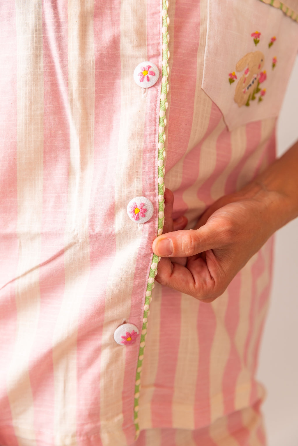 Pink Stripe Cotton Poplin Pyjama