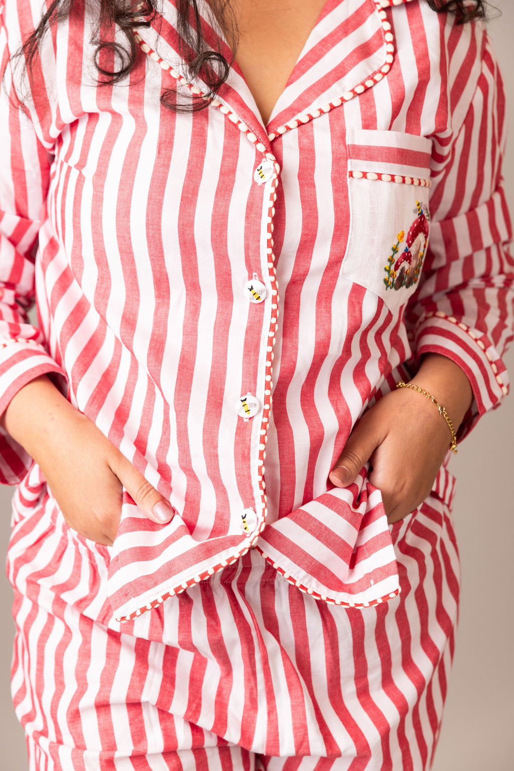Red Stripe Cotton Poplin Pyjama