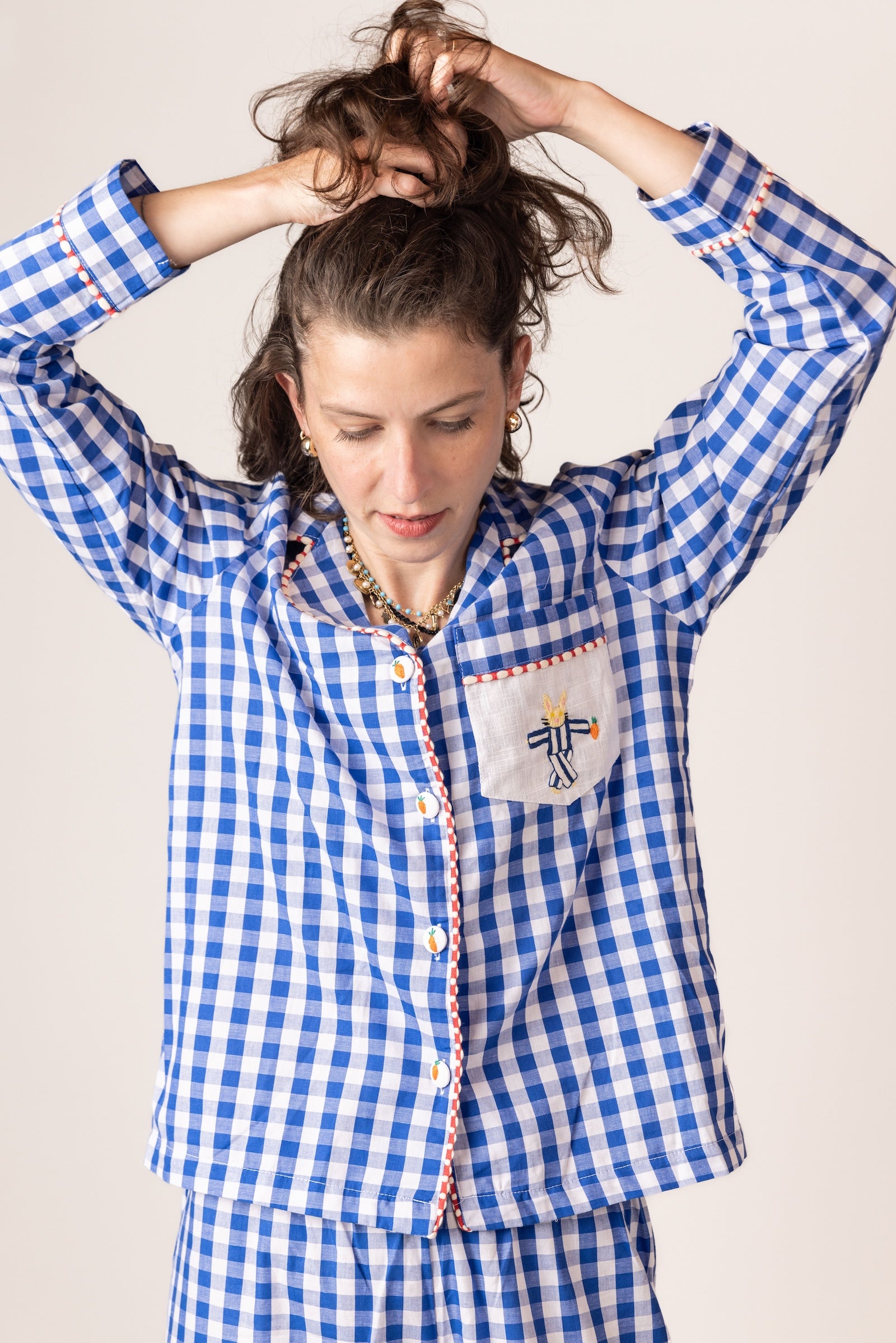 Blue Gingham Cotton Pyjamas