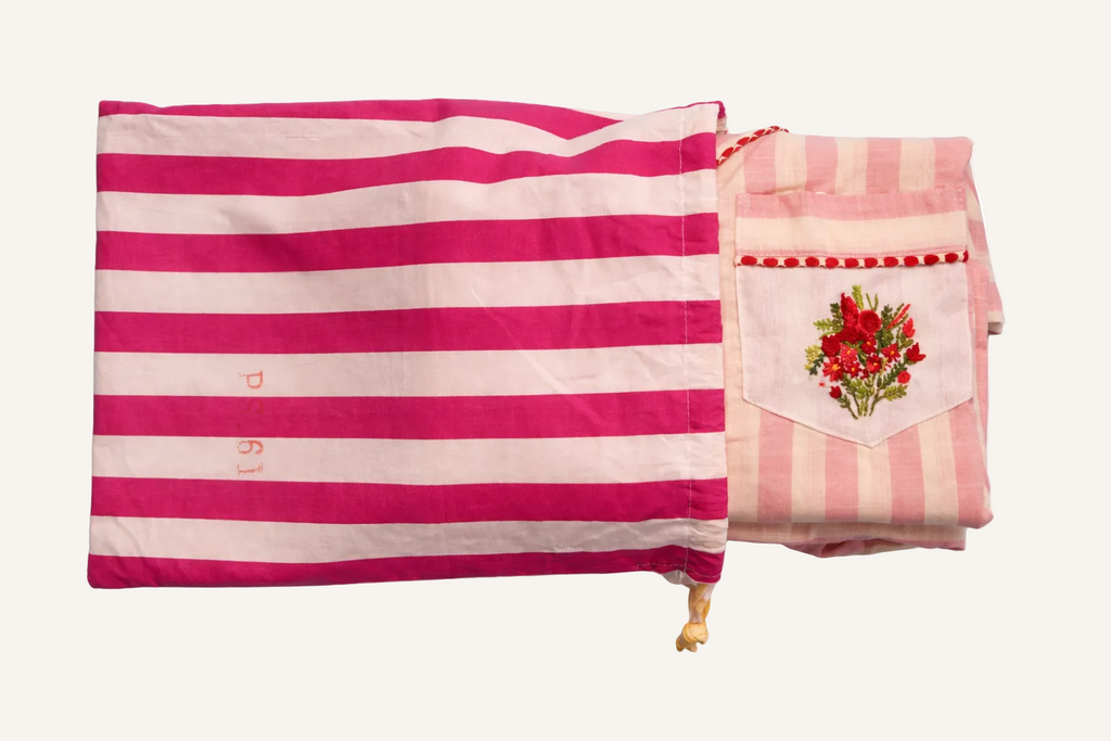 Striped Cotton Flamé Set – Pink