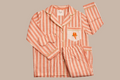 Striped Cotton Flamé Set – Parrot Embroidery - Orange