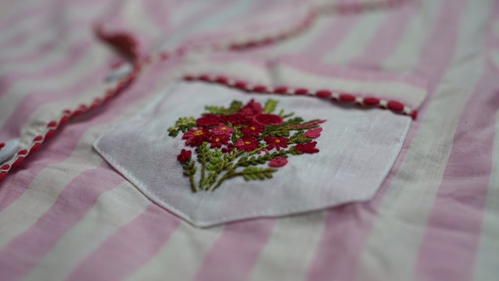 Striped Cotton Flamé Set – Pink